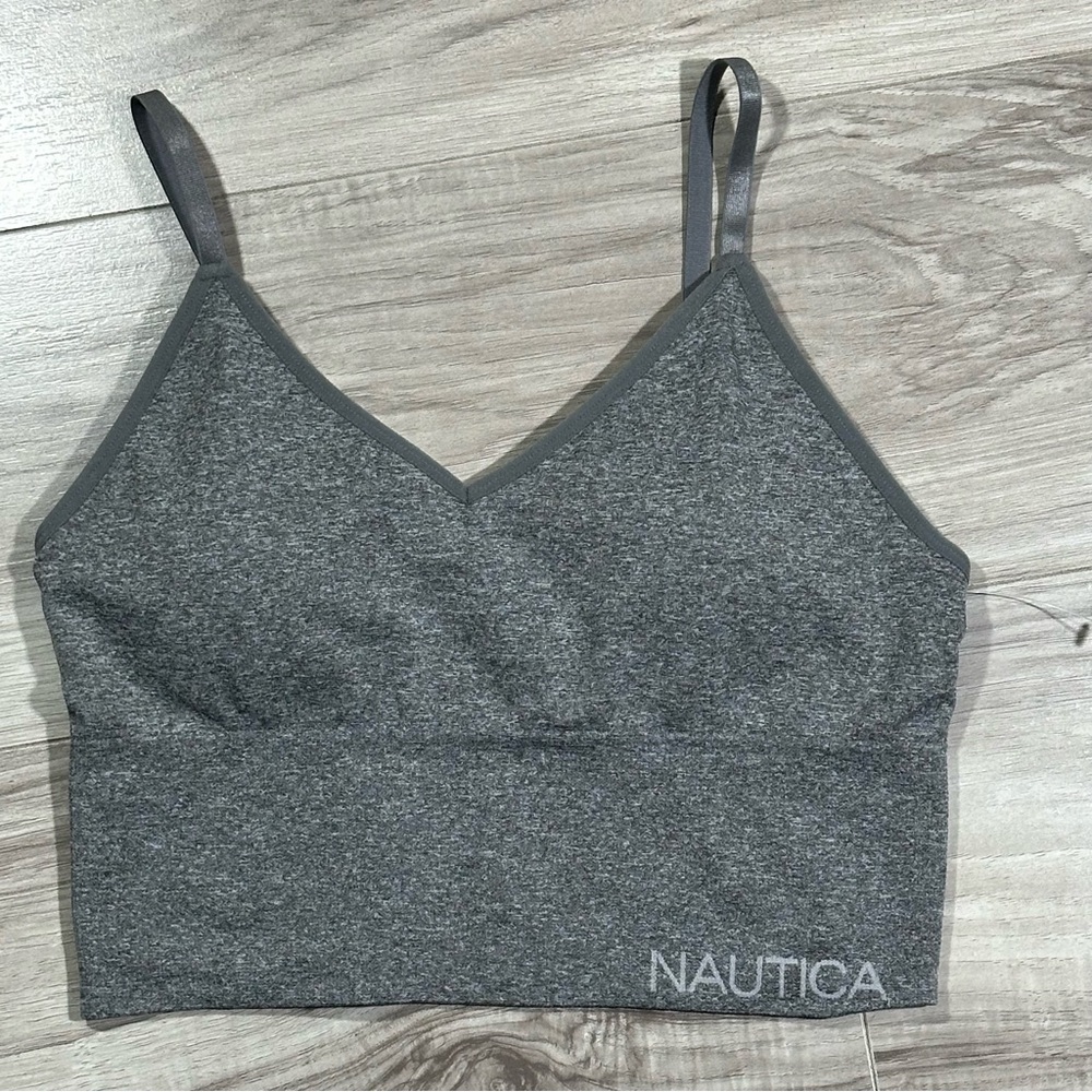 NEW NWOT NAUTICA INTIMATES Gray Seamless Wireless Longline Bra Bralette L